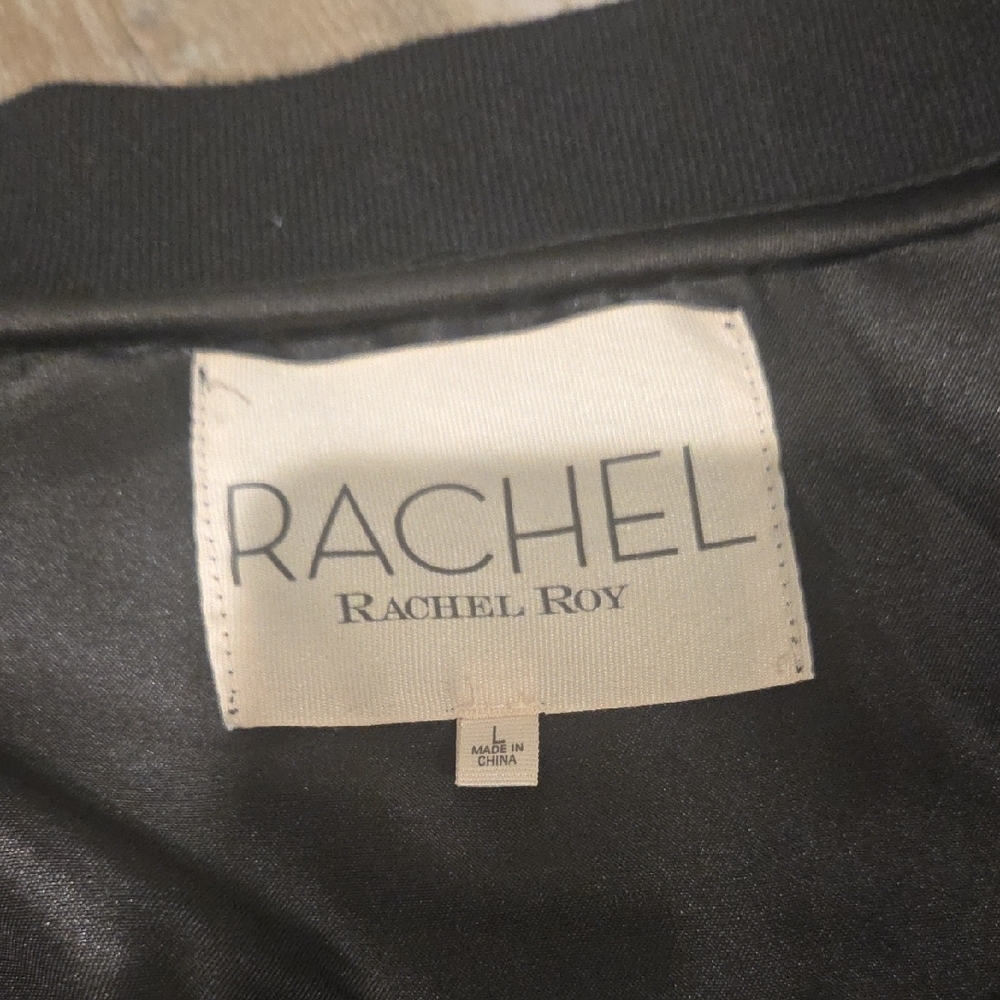 Rachael R Roy Shiny Black Bomber Jacket - Picture 8 of 8